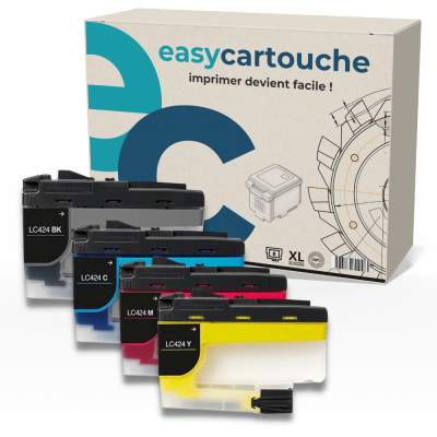 Pack 4 cartouches compatibles BROTHER LC424XL